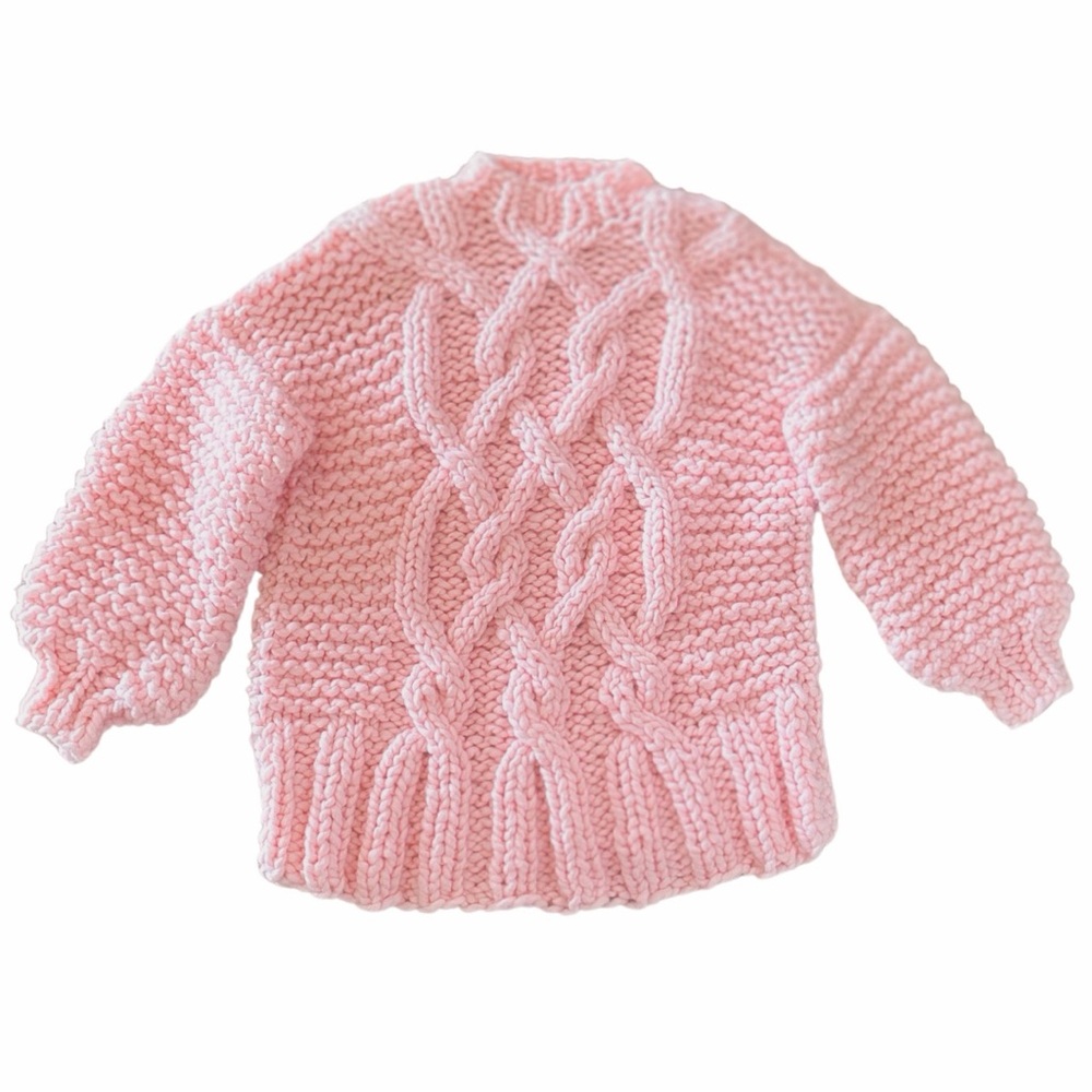 Free People x Loopy Mango Cabin Fever Pink Cable Sweater Tunic OS Merino Wool - Picture 2 of 8